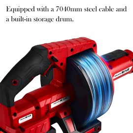 Electric Drain Snake Auger 25 Ft, Powerful 21V 2600mAh Heavy Duty Toilet Snake Auger with 2.6Ah Battery, Cordless Auto-Feed Plumbing Snake Drain Hair Clog Removal Tool for Kitchen Bathroom Shower Pipe