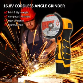 Cordless Angle Grinder, Weytoll 7000RPM Cordless Brush Angle Grinder Kit, Mini Grinder with 2Pcs 16.8V 2000mAh Battery and Cutting Blade for Cutting Polished Brick Wood Stone Steel