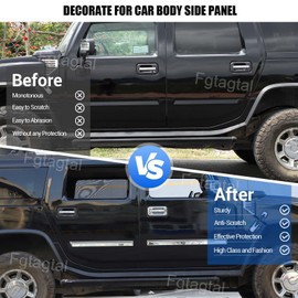 Body Side Door Molding Trim, Stainless Body Molding Insert Trim Kit Compatible with Hummer H2 2003-2009, Car Door Protector Kit, 4PCS (Convex Style)