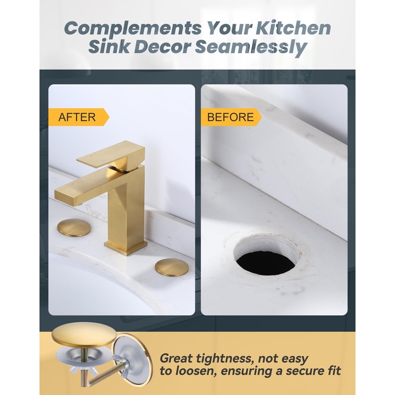 Kitchen Sink Hole Cover, 2 PCS Faucet Plate Stopper, Countertop