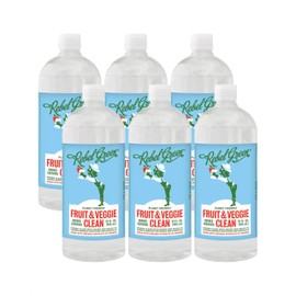 Rebel Green Fruit & Veggie Wash - Natural Produce Wash - Plant-Based Vegetable Wash Spray - Fruit and Vegetable Wash with No Aftertaste - Sustainable Food Wash - (34 oz Refill Bottles, 6 Pack)
