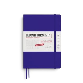 LEUCHTTURM1917 372639 Academic Weekly Planner Medium (A5) 2026, 18 Months 07.2025-12.2026, Hardcover, Ink, German