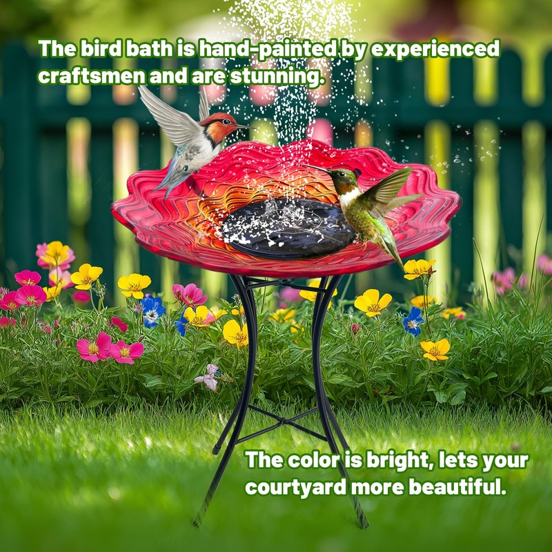 HONGLAND Bird Bath for Outside-Bird Baths for Outdoors-Glass Large Birdbaths