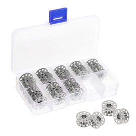 PATIKIL Metal Bobbin for Sewing Machines with Case Embroidery 20pcs Silver