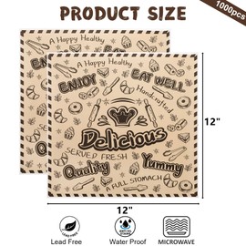 DEAYOU 1000 Pcs Deli Wax Paper Sheets, 12"x12" Grease Resistant Food Basket Liners, Kraft Newsprint Square Sandwich Wrapping Paper for Bread, Burger, Hot Dog, Cookies, Baking, Picnic