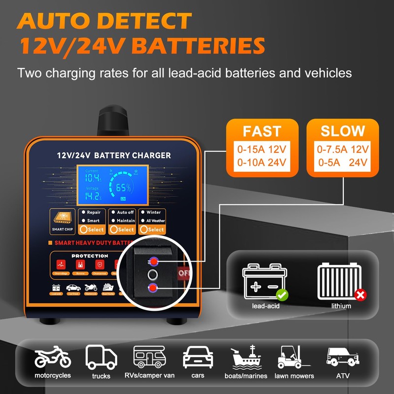 Car Battery Charger 12V 24V