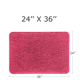 Yeaban Hot Pink Bathroom Rugs – Thick Chenille Bath Mats | Absorbent and Washable Bath Rug Non-Slip, Plush and Soft Rugs for Bathroom Floor, Shower, Sink - 24" x 36"