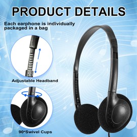 CN-Outlet - Paquete de 10 auriculares escolares a granel para estudiantes de aula, niños, niños, niñas, adolescentes y adultos (10 negro)