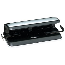 Swingline 2-7 Hole Punch, Adjustable, Heavy Duty Hole Puncher, Easy Touch, 32 Sheet Punch Capacity, Black/Gray (74300)
