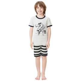 Kids Pajamas Hop Dinosaur Boys Pajamas 100% Cotton Shorts Set Toddler Sleepwears Clothes (Grey,3T)