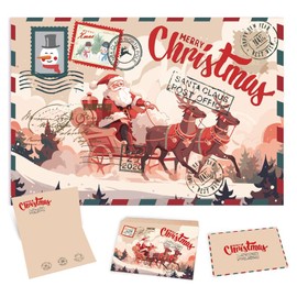 5 Pack Vintage Christmas Greeting Cards Christmas Postcard 6 x 4" Santa Claus Reprint Antique Postcard Set Retro Christmas Cards with Kraft Envelopes Blank Christmas Greetings Holiday Cheer for Friends Relatives (Santa Claus Carriages)