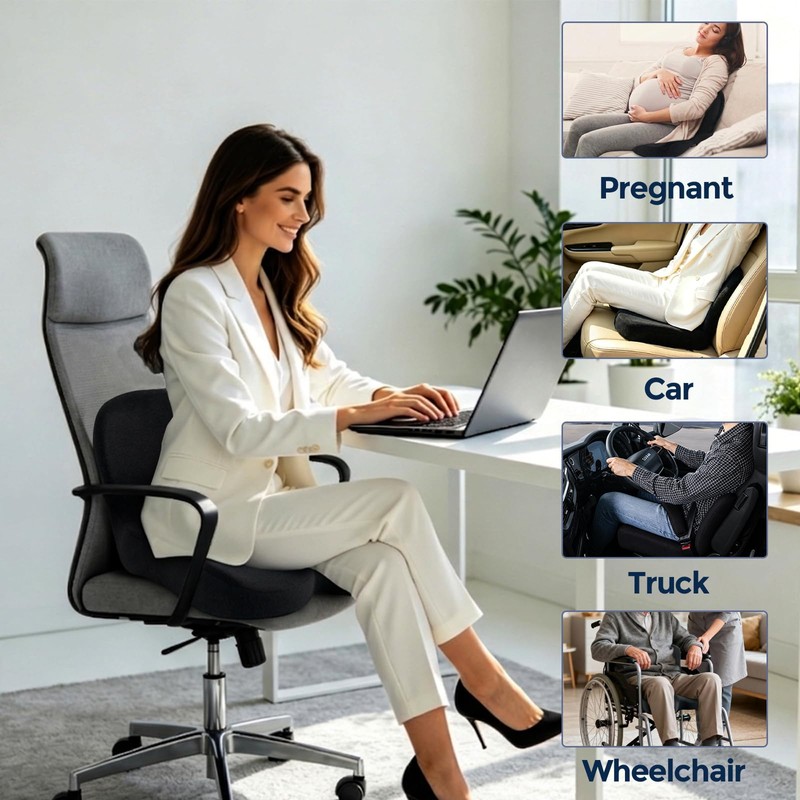 Seat Cushion with Lumbar Support Pillow, Back and Seat Cushion