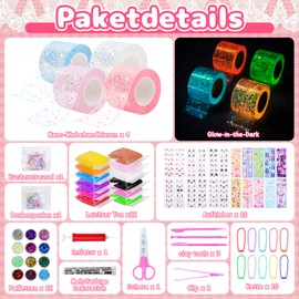 Meetory Nano Tape Bubbles Set, Nano Tape Glows in the Dark, Magic Nano Tape, Nano Tape Multipurpose, Nano Tape Set Suitable for Boys and Girls, with Sequin Sticker, DIY Craft Kit, Favors