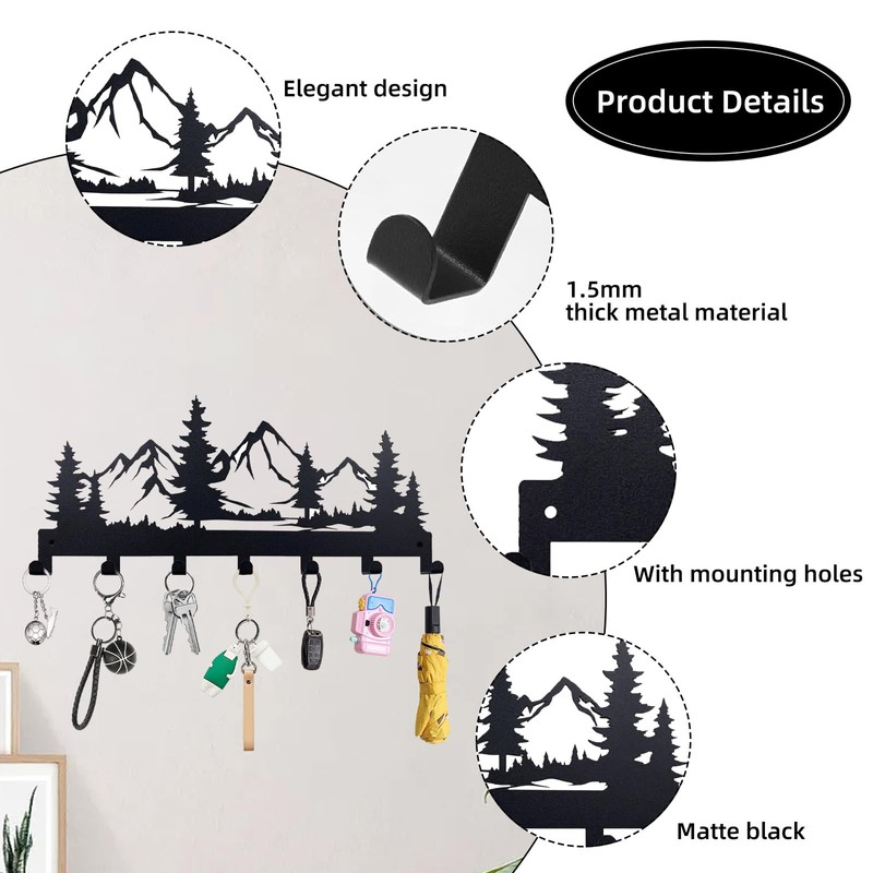 Key Holder, Metal Key Holder for Wall Key Hooks, Key