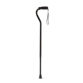 Medline Offset Handle Canes with Comfortable Foam Grip, Black, Lightweight Aluminum - Designed for Enhanced Mobility Support and Stability, 1 Count