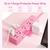 Pink Power Strip, NTONPOWER Surge Protector Power Strip, Cute Pink