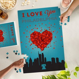 Philadelphia, Pennsylvania, I Love You City Skyline (1000 Piece Puzzle, Challenging Jigsaw Puzzle for Adults, Made in USA)