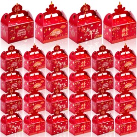 Crtiin 24 Pcs Chinese New Year Party Favor Boxes Lunar New Year Party Gift Boxes Treat Goodie Candy Favor Boxes for Year of Rabbit New Year Party Decorations