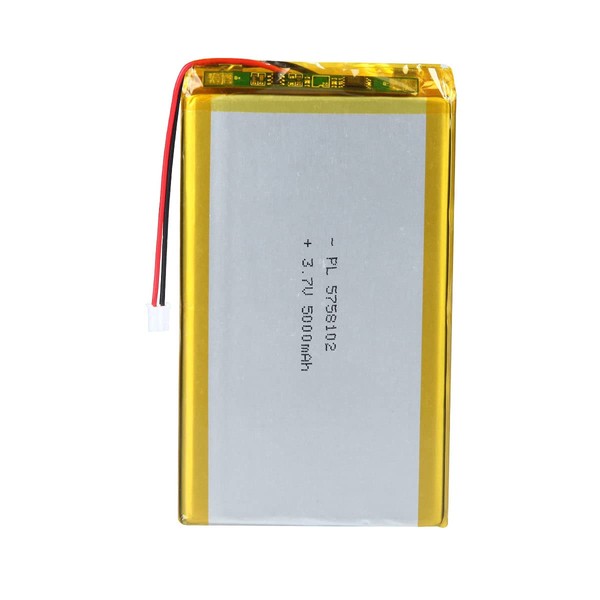 AKZYTUE 3.7V 5000mAh 5758102 Lipo Battery Rechargeable Lithium Polymer ion Battery Pack with JST Connector