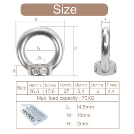 Pack of 20 Ring Nuts M6 Eye Bolt 304 Stainless Steel Eye Nut Internal Thread Eyelets Eyelet Nut Lifting Devices Accessories for Attaching Hanging Flower Pots Swing Stand Installation of Trailer