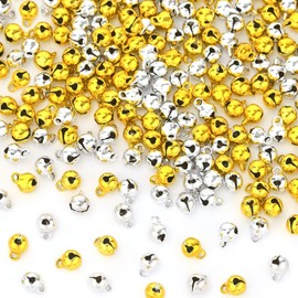 Augshy 200 Pieces Jingle Bells 1/4 Inch Craft Bell Mini Bell Bulk for Christmas Home and Pet Decorations Bracelet Necklace Knitting Jewelry Making Xmas Decor Party Favors Supplies (Gold and Silver)