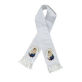 Embroidered Christening Stole Scarf Sash Virgin Mary and Pope Maria (L)(5~7 yrs)
