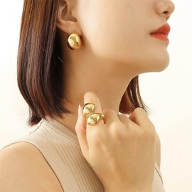 BOUTIQUELOVIN 14K Dupes Earrings Gold Silver Hoop Earrings Women's Wide Earrings Gold Silver Gift for Women Girlfriend Mum Girls, No Gemstone