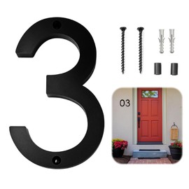 Yuqilin House Number Sign House Number Black Acrylic House Number with Screws, Weatherproof Modern Floating Look, Suitable for Crafts House Numbers, Letterbox Numbers (3)