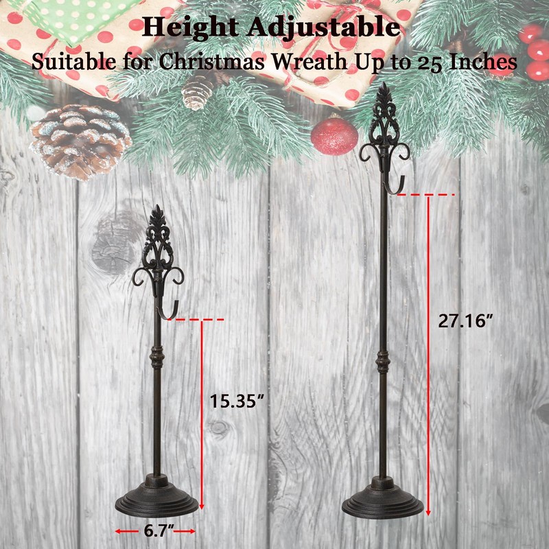 Wreath Stands for Display, Retro Black Standing Wreath Holder, Wrought