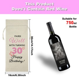 Ximalun 30th Birthday Gifts for Women 30th Birthday Party Decoration Wine Bag for Her 30 Years Old Birthday Gifts for Best Friend Sister Daughter Granddaughter Niece Girlfriend Wife