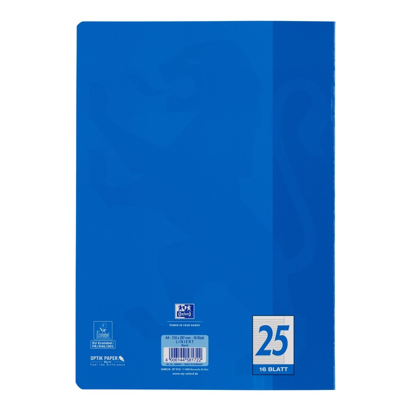 Oxford Schulheft A4, 16 Blatt, Lineatur 25, liniert, 5 Stück