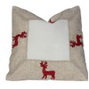 Cushion Cover – Deer – Beige and White Red Embroidered