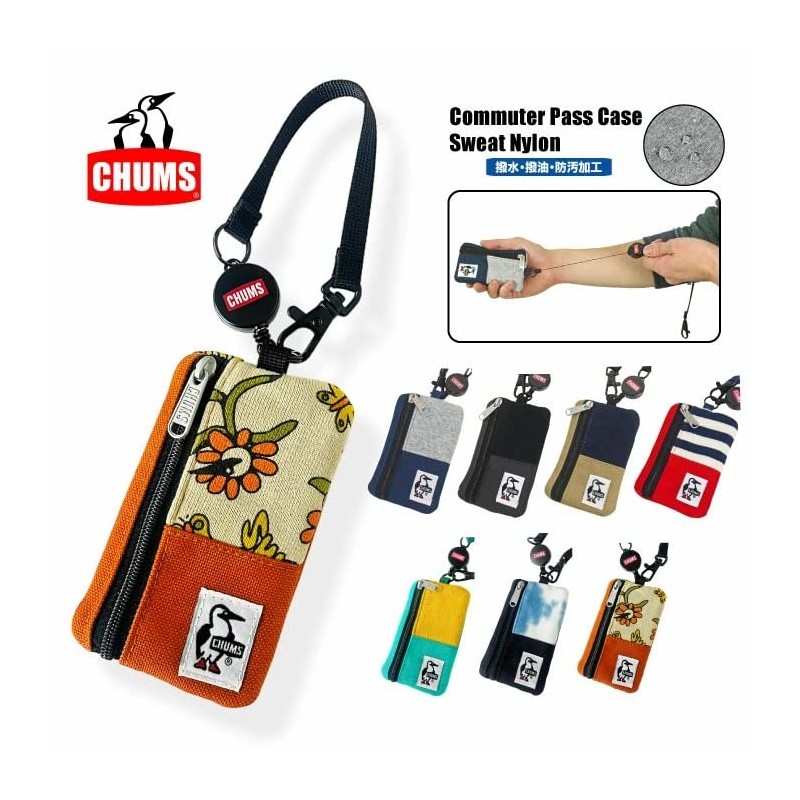 Chums Other Commuter Pass Case Sweat Nylon, N016: Navy/Beige