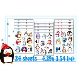 PIBIPAID 248 Penguin Tattoos Temporary Stickers Winter Party Supplies Decorations Christmas Themed Birthday Baby Shower Snow Season Party Tattoos