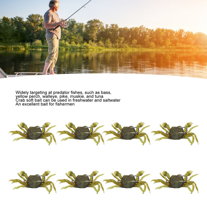 8Pcs Artificial Crab Bait 13cm 33.5g Simulation Crab Soft Lure