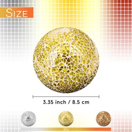 Vhxmaizxn Decoration Mosaic Glass Ball 3.35 Inch Orbs Centerpiece Crack Sphere Balls 3pcs Rose Gold Silver Mix Color Bowls Fillers Home Office Table Christmas Ornament