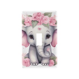 Cute Baby Elephant Light Switch Cover Decorative Receptacle Outlet Wall Plate Guard Plastic Wall Outlet Cover for Home Decor Room Bedroom Bathroom (Toggle Switch)
