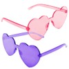 Fengek 6 Pcs Heart Shape Sunglasses Frameless Transparent Glasses Party