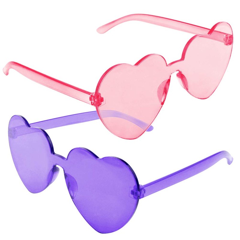 Fengek 6 Pcs Heart Shape Sunglasses Frameless Transparent Glasses Party