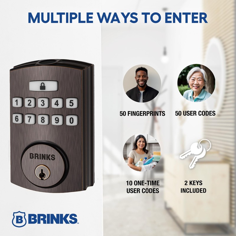 BRINKS Security Door Locks, High-Security Keyless Entry, Smart Electronic Door