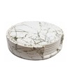 7PCS Drink Coaster Reversible Leather Round Platinum Marble Appearance 10cm
