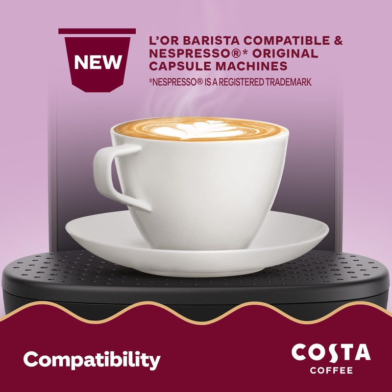 Costa Smooth Decaf Roast Aluminium Coffee Pods (Pack of 10,