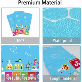 chiazllta Set of 3 Science Tablecloth Party Supplies Mad Sciencist Theme Birthday Party Decorations Laboratory Party Table Covers for Kids 108 x 51 inch Little Scientist Party Decorations