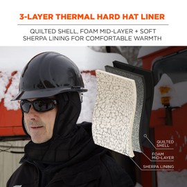 Winter Hard Hat Liner, Insulated, Sherpa Fleece Lined, Shoulder Length, Ergodyne N-Ferno 6952,Black