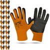 STIX-ON 20 Pairs Orange Large Work Gloves–Heavy Duty Rubber Coated