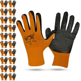 STIX-ON 20 Pairs Orange Large Work Gloves–Heavy Duty Rubber Coated Safety Work Gloves–Multipurpose Gloves