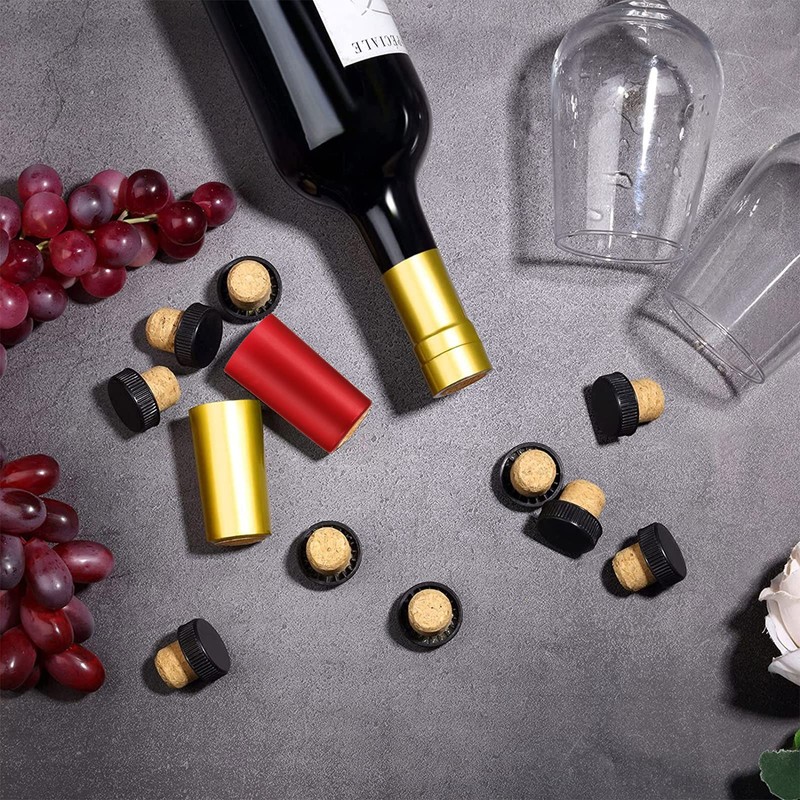 100 Pcs Wine Bottle Cork Stopper Plastic Top Kits, 50