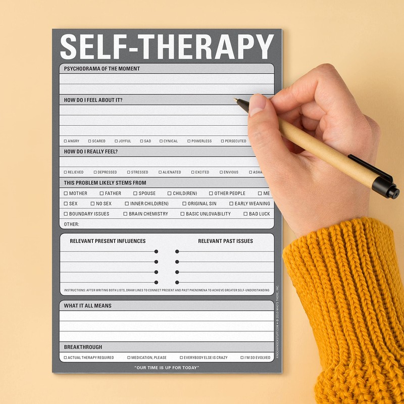 Knock Knock Self-Therapy , Checklist Note Pad for Step-by-Step Stress