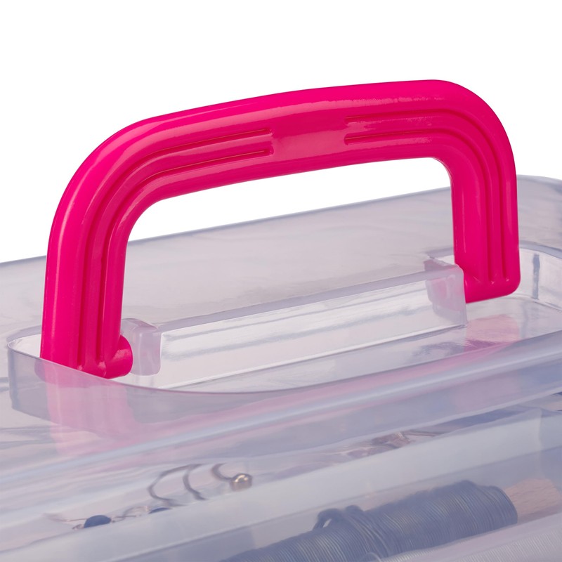 Relaxdays 1 x Transparent Plastic Box, 9 Compartments, Tool Box,