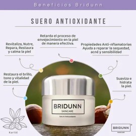 Kit Crema Antiarrugas y Suero Antioxidante · Tamarindo Peptidos Coleus · Vitamina E · Firmeza Lifting Luminosidad · Sin Parabenos · Bridunn